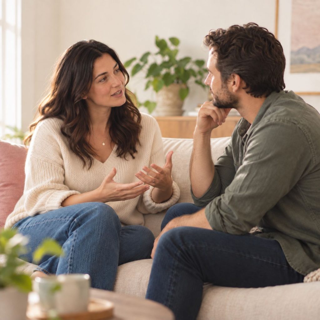 Couple having an open conversation together
