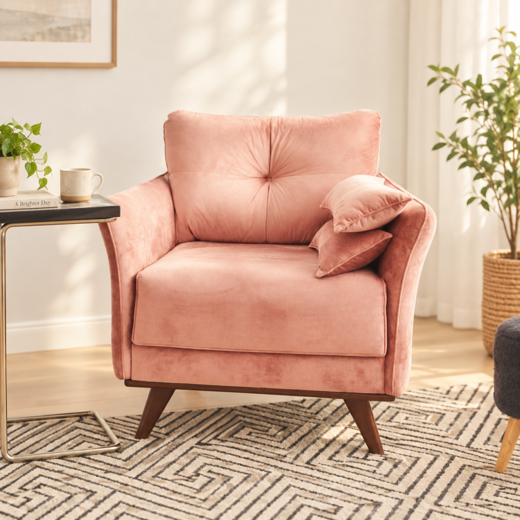 Pink armchair in a calm therapy setting
